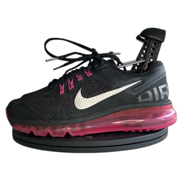 Boys Nike Air Max 2013 555753-001 Mesh Athletic Running Sneaker Size 3.5 Black - Picture 1 of 6